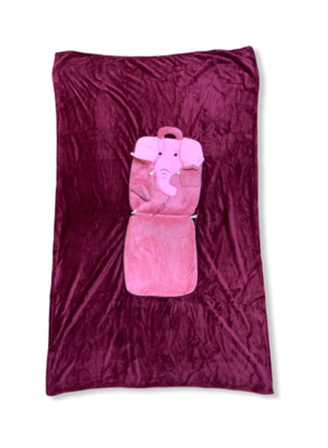 NIBEMINENT Elephant Designed Blanket cotton Pink 35x29cm  - Image 3