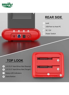 BURAQ Wavlink ST341U Dual Bay External Hard Drive Docking Station Support Offline Clone Function(UK Plug)  - Image 3