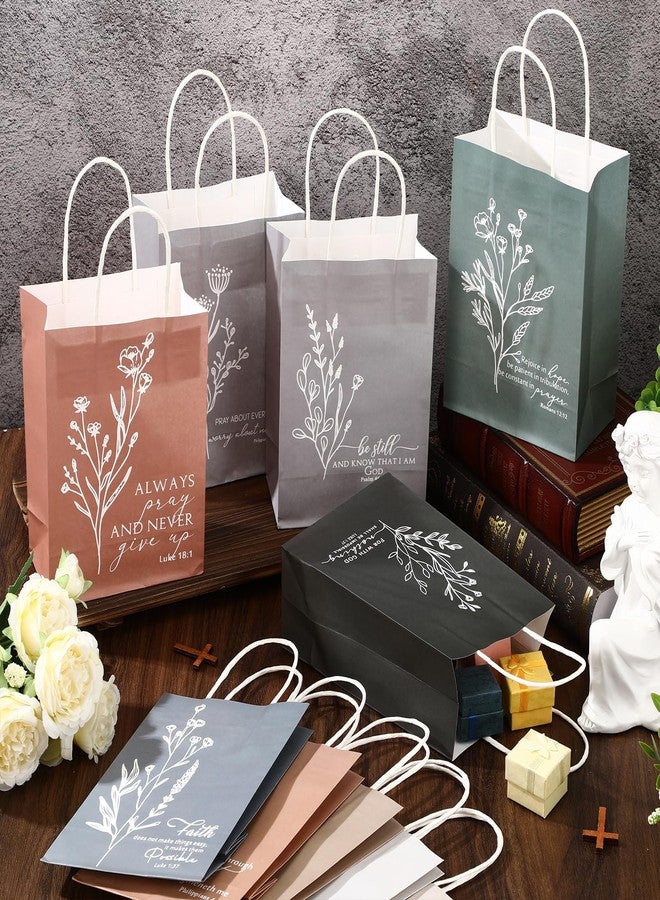 Kolldenn 10 Pcs Christian Bible Verse Gift Bags for Father's Day Religious Church Goodie Bags with Handles for Men Women Scripture Baptism Birthday Party Favors Neutral Aesthetics Wrapping Supplies - Image 5