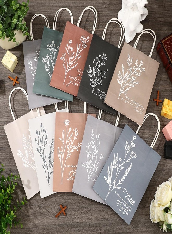 Kolldenn 10 Pcs Christian Bible Verse Gift Bags for Father's Day Religious Church Goodie Bags with Handles for Men Women Scripture Baptism Birthday Party Favors Neutral Aesthetics Wrapping Supplies - Image 4