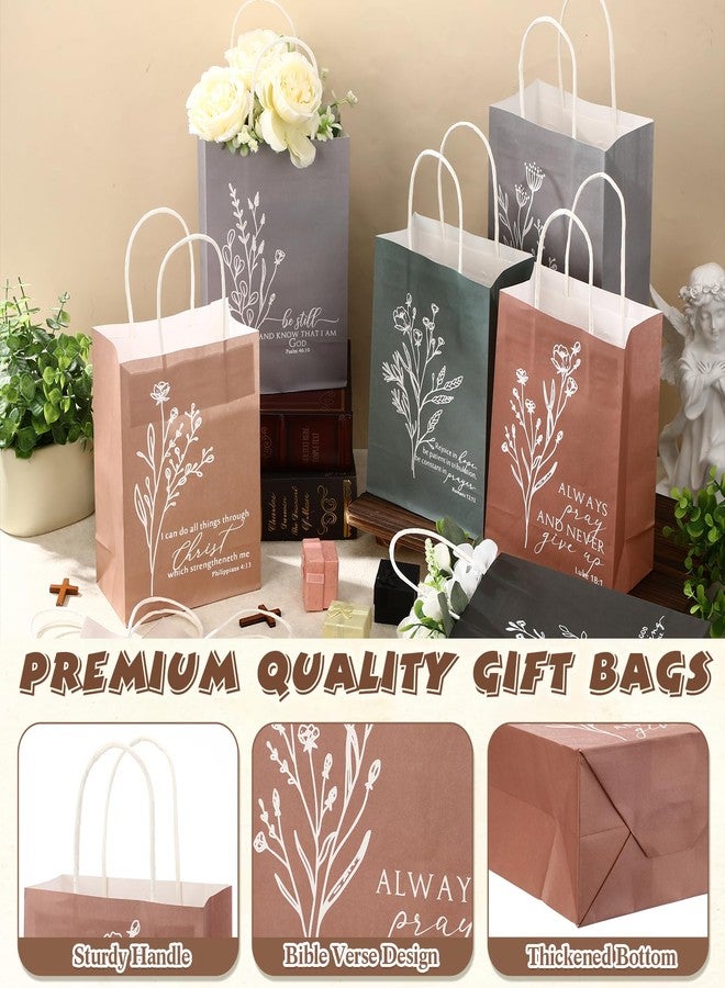 Kolldenn 10 Pcs Christian Bible Verse Gift Bags for Father's Day Religious Church Goodie Bags with Handles for Men Women Scripture Baptism Birthday Party Favors Neutral Aesthetics Wrapping Supplies - Image 3