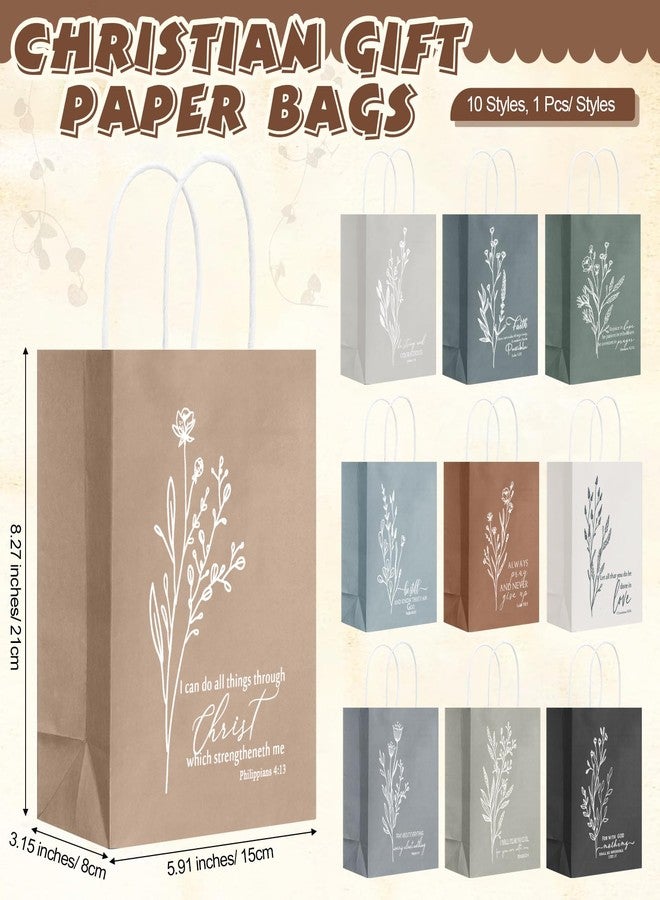 Kolldenn 10 Pcs Christian Bible Verse Gift Bags for Father's Day Religious Church Goodie Bags with Handles for Men Women Scripture Baptism Birthday Party Favors Neutral Aesthetics Wrapping Supplies - Image 2