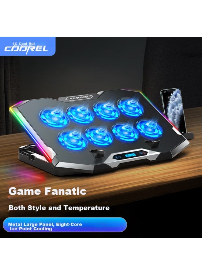 ICE COOREL Kuorui Bingzun K10 Laptop Cooling Pad, Computer Stand, Gaming Laptop Cooling Base, Adjustable Speed Cooling Fan With Rgb Lighting, Suitable For 17-inch Lenovo Alienware Legion - Image 1
