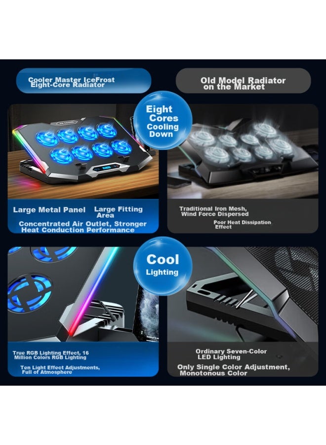 ICE COOREL Kuorui Bingzun K10 Laptop Cooling Pad, Computer Stand, Gaming Laptop Cooling Base, Adjustable Speed Cooling Fan With Rgb Lighting, Suitable For 17-inch Lenovo Alienware Legion - Image 5