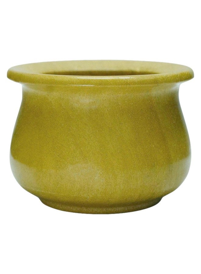Chinkara Jaisalmer Yellow Stone Handi, Stone Kitchen Utensil, 450Ml(5Inch * 5Inch * 2.5Inch)