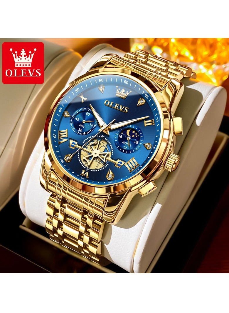 أوليفز ساعات رجالية عصرية من الستانلس ستيل كوارتز كرونوغراف مقاومة للماء 2856 - Image 1