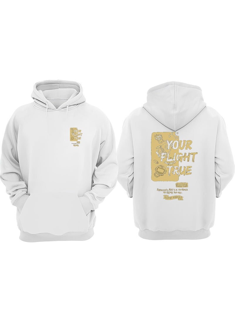 The Wert - Unisex Your Flight True Design Front Back Printed Regular Fit White Sweatshirt - Image 1