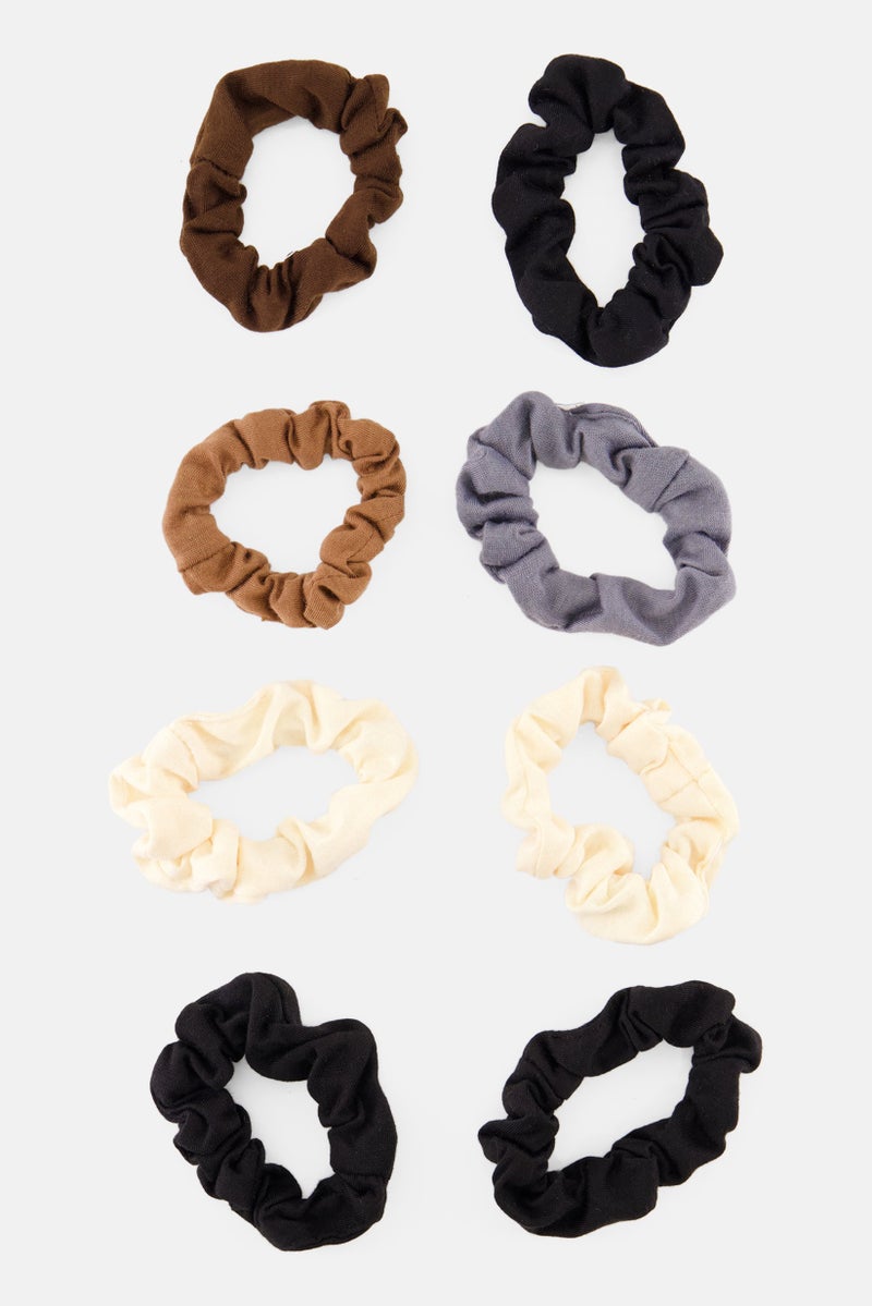 Expressions 8Pcs Fashion Hair Scrunchies, Black/Brown Combo - Image 3