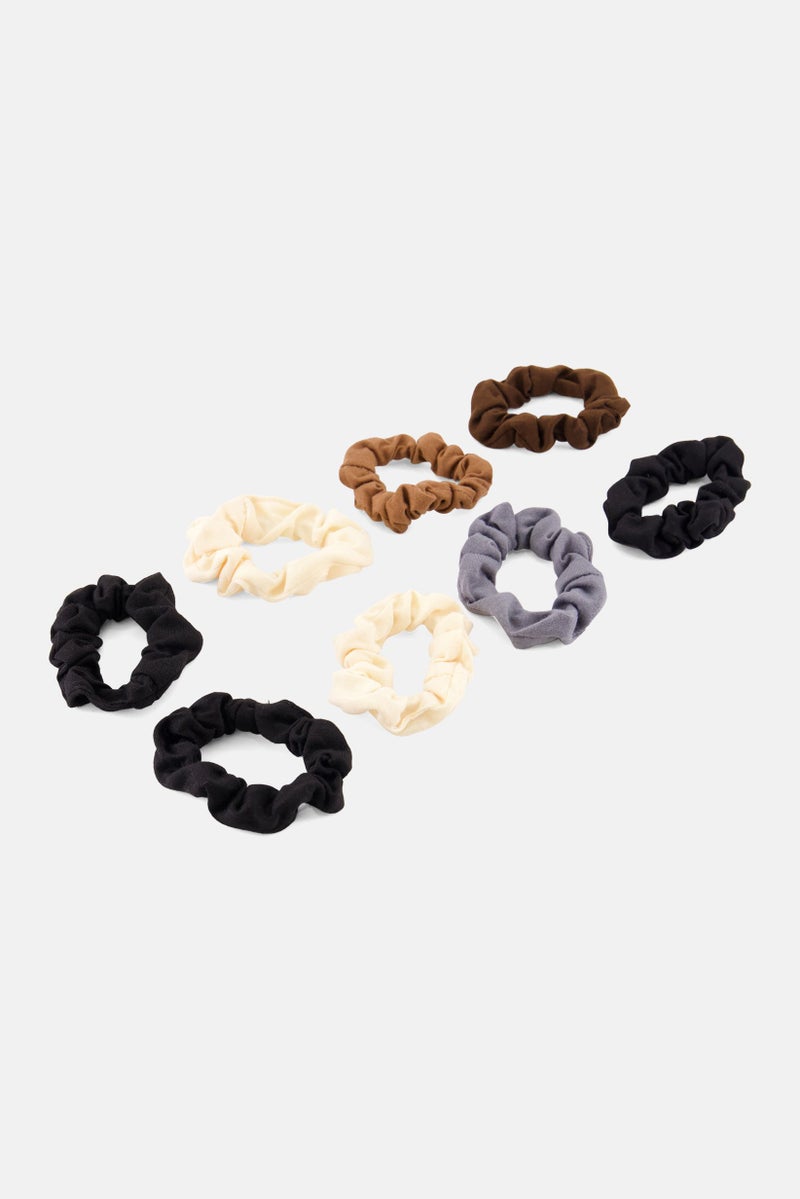 Expressions 8Pcs Fashion Hair Scrunchies, Black/Brown Combo - Image 2