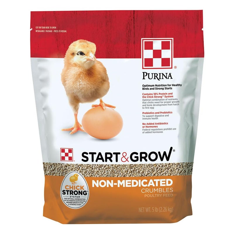 Purina Start and Grow | Non-Medicated Chick Feed Crumbles | Nutritionally Complete - 5 Pound (5 lb) Bag - Image 1
