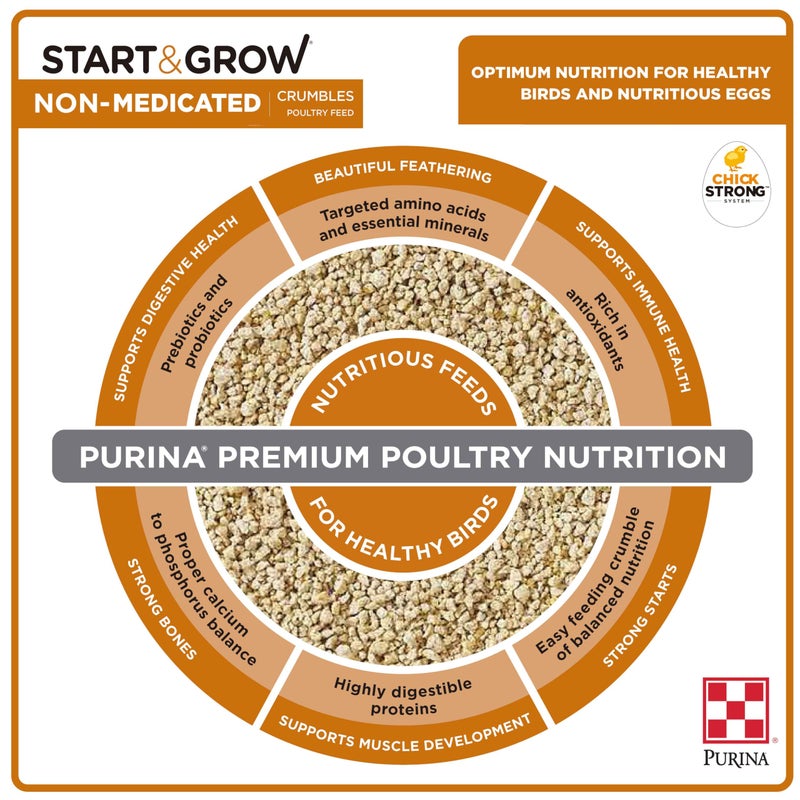 Purina Start and Grow | Non-Medicated Chick Feed Crumbles | Nutritionally Complete - 5 Pound (5 lb) Bag - Image 4