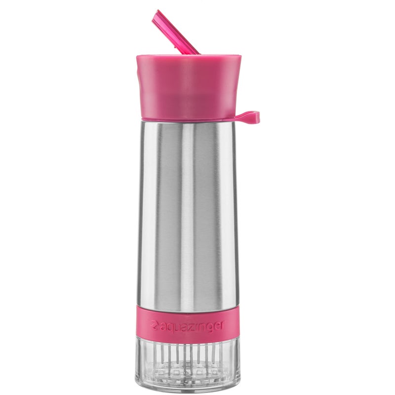 Aqua Zinger by Zing Anything Stainless Steel Infuser Bottle Double Wall Insulate Reusable Water Bottle Citrus Infusion Active Infusion Food Grade 188 Stainless Steel Hydration 20 oz Pink