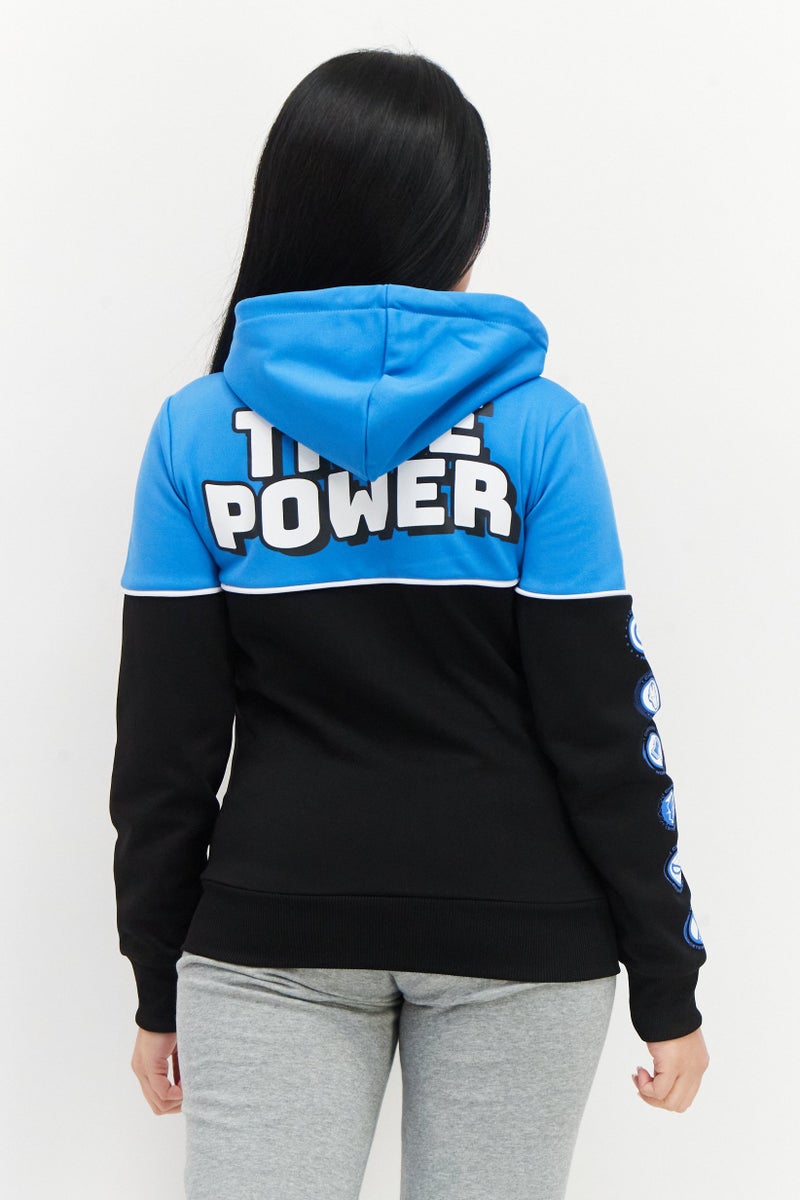 DIFUZED Marvel x Difuzed Women Hooded Long Sleeve Full Zip Graphic Print Sweatshirt, Light Blue - Image 2