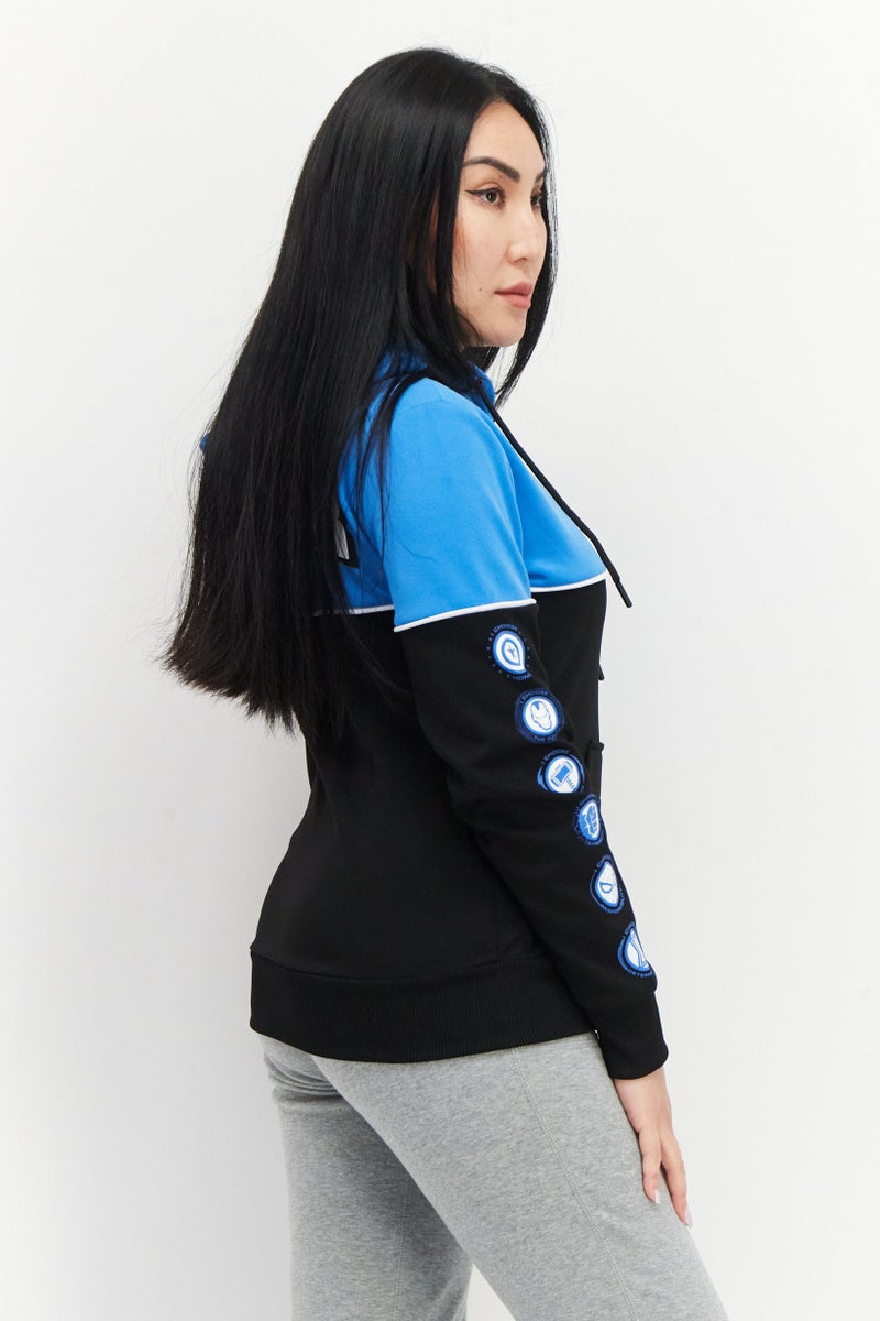 DIFUZED Marvel x Difuzed Women Hooded Long Sleeve Full Zip Graphic Print Sweatshirt, Light Blue - Image 3