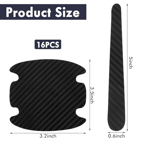 Oruola 16pcs Car Door Handle Scratch Protector,Car Door Handle Protector Film, Protective Sticker-Anti-Scratches, Non-Marking,Easy Application (Black) - Image 3