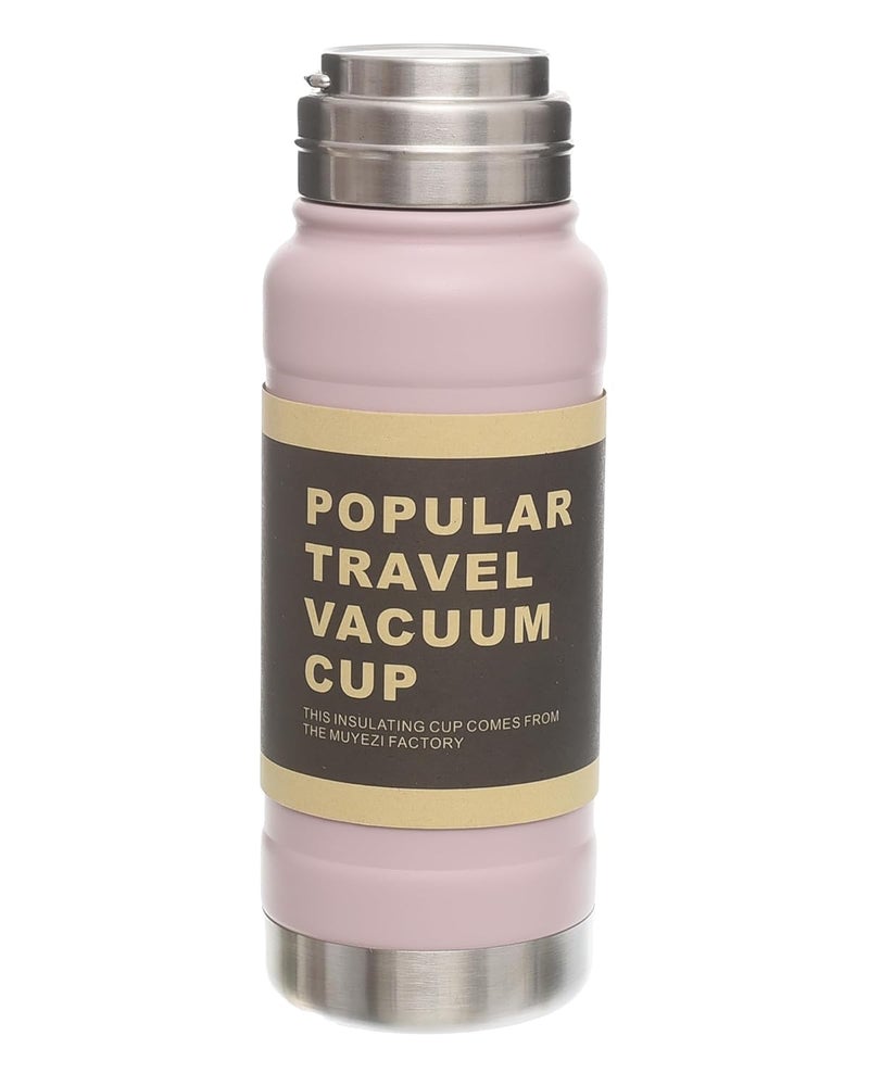 AG-16 MK600 Stainless Steel Water Bottle 600ml, Hot And Cold, with Strainer And Carry Handle, Suitable for All Beverages - Pink