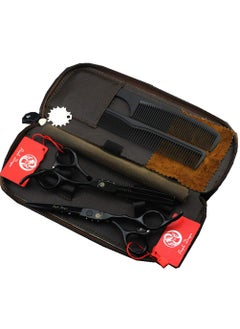 Purple Dragon Professional Japan 440C Hair Salon Cutting Shear and Barber Thinning Scissor Hairdressing Shear Set with Bag