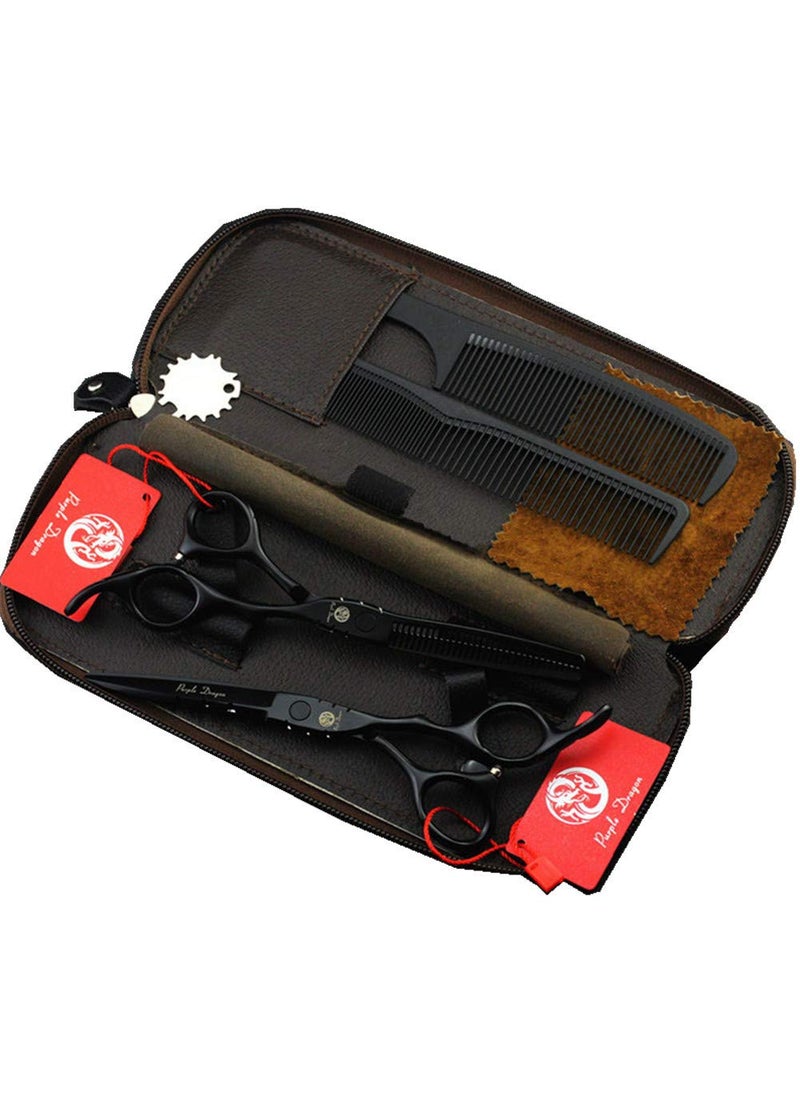 Purple Dragon - Purple Dragon Professional Japan 440C Hair Salon Cutting Shear and Barber Thinning Scissor Hairdressing Shear Set with Bag - Image 1