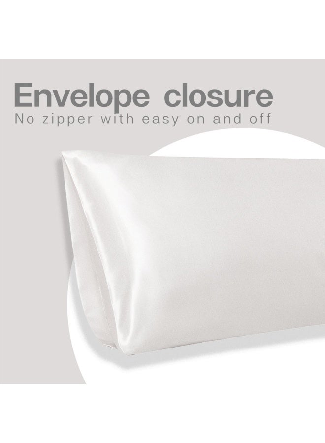 MR&HM Satin Body Pillow Cover, Soft and Breathable Body Pillow Case with Envelope Closure, Cooling and Silky Long Pillowcase for Hair and Skin,Grey (20x54, Ivory) - Image 4