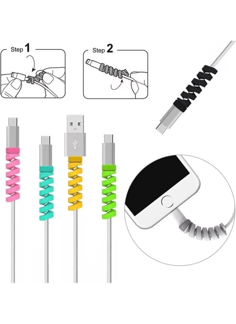 Generic Cable Protector Spiral  4 in 1 Colorful Small Silicone Wrap Protector to Protect Your Mobile Charger Data Cable, Earphone Cable, Mouse Cable and All Cables. multicolor  - Image 1