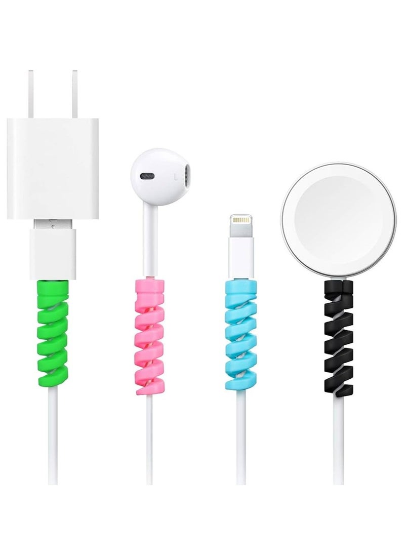 Generic Cable Protector Spiral  4 in 1 Colorful Small Silicone Wrap Protector to Protect Your Mobile Charger Data Cable, Earphone Cable, Mouse Cable and All Cables. multicolor  - Image 2