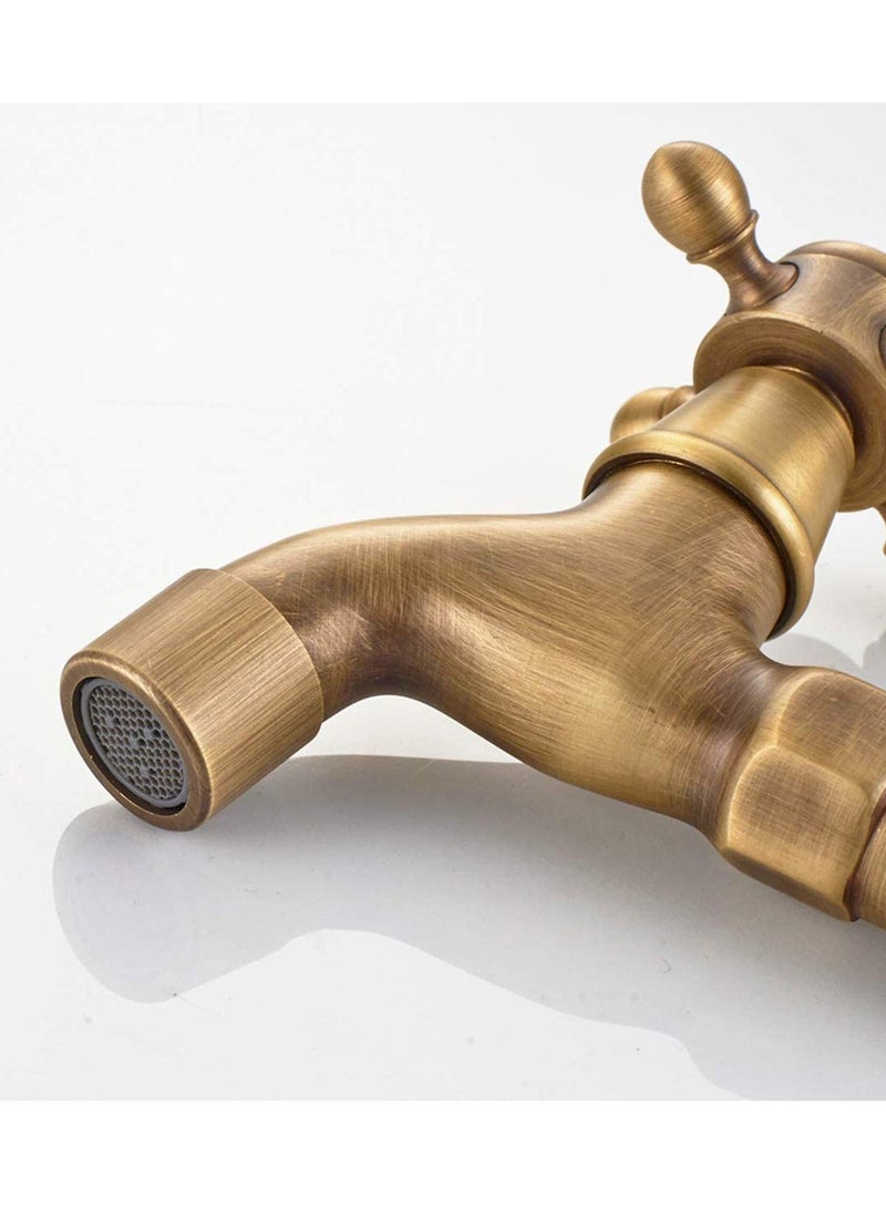 Excefore Sink Faucet, Kitchen Sink Faucet Antique Brass Mop Pool Taps Wall Mount Single Lever Cold Water Sink Faucet Bathroom Faucet Solid Brass Basin Mixer, for Home Kitchen  - Image 2