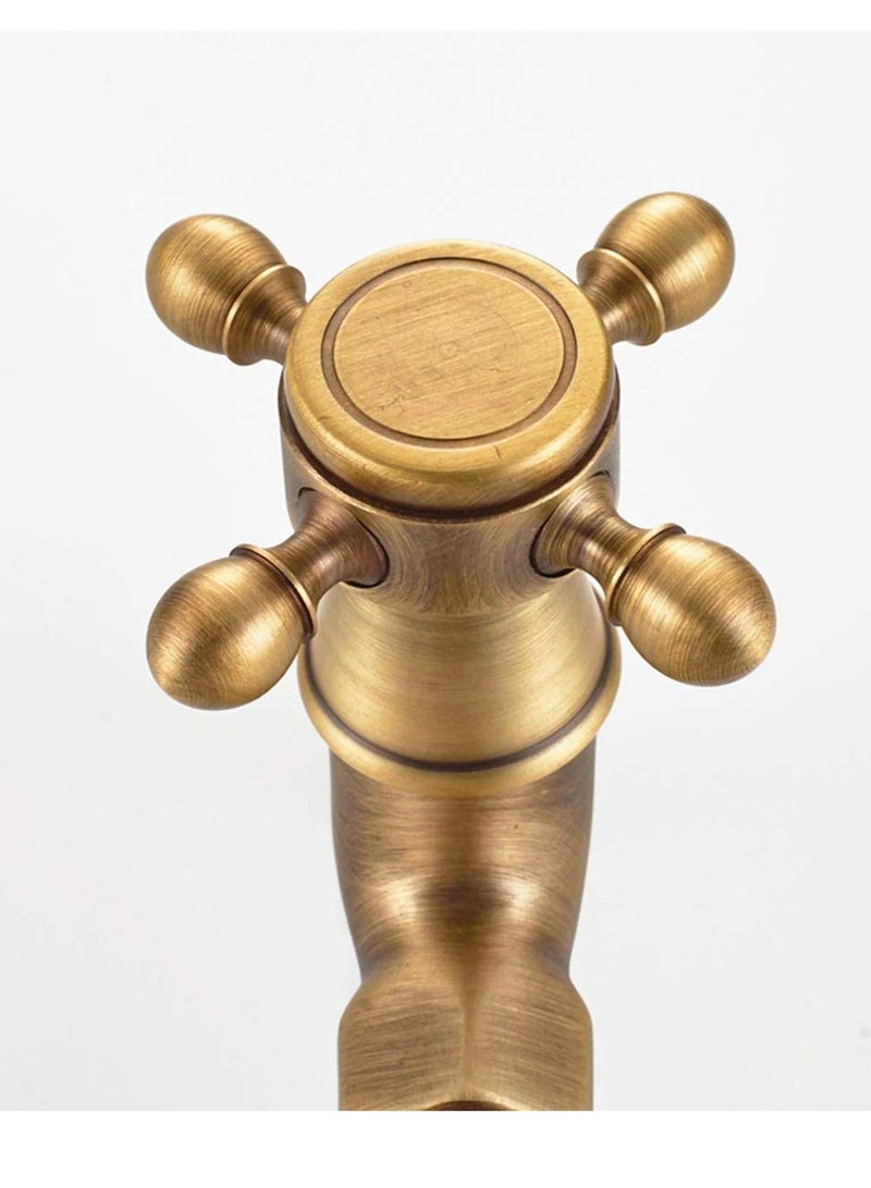 Excefore Sink Faucet, Kitchen Sink Faucet Antique Brass Mop Pool Taps Wall Mount Single Lever Cold Water Sink Faucet Bathroom Faucet Solid Brass Basin Mixer, for Home Kitchen  - Image 3