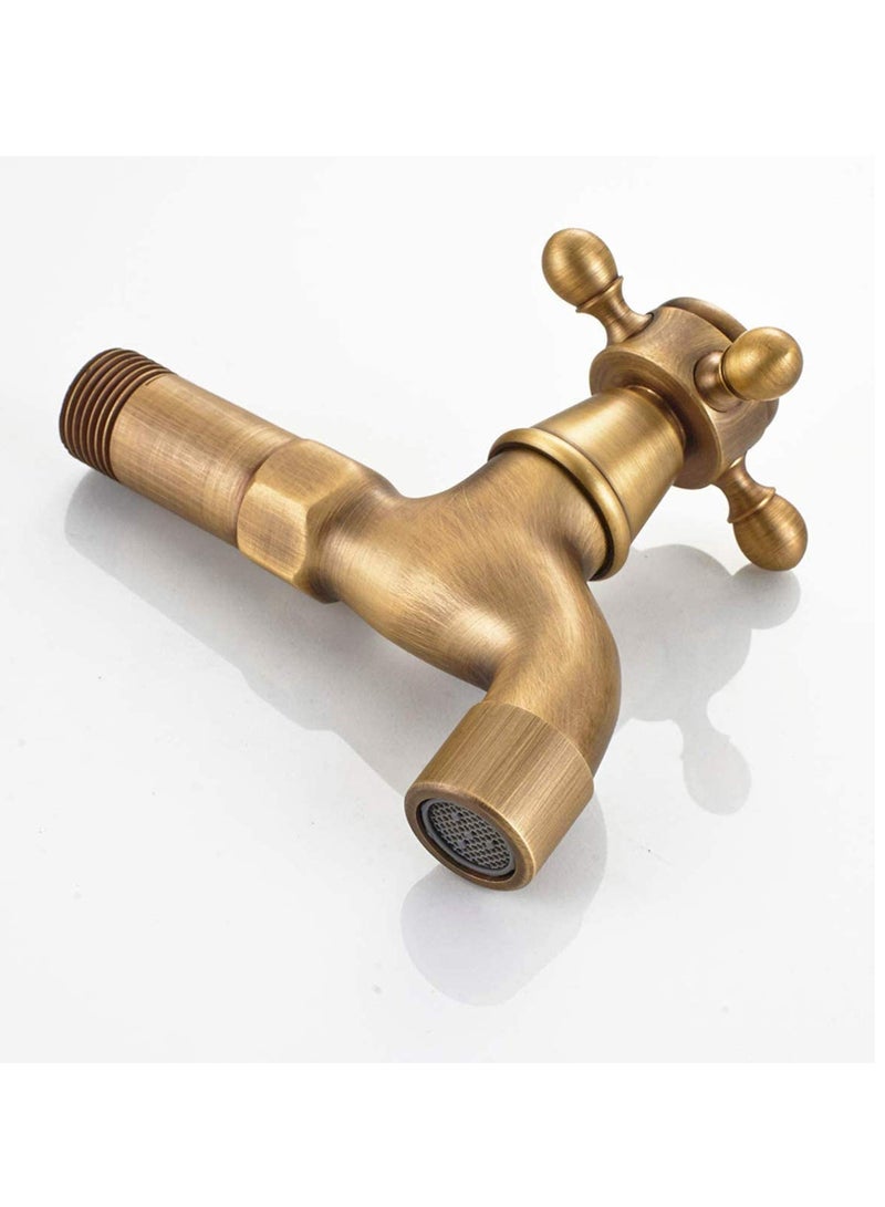 Excefore Sink Faucet, Kitchen Sink Faucet Antique Brass Mop Pool Taps Wall Mount Single Lever Cold Water Sink Faucet Bathroom Faucet Solid Brass Basin Mixer, for Home Kitchen  - Image 4