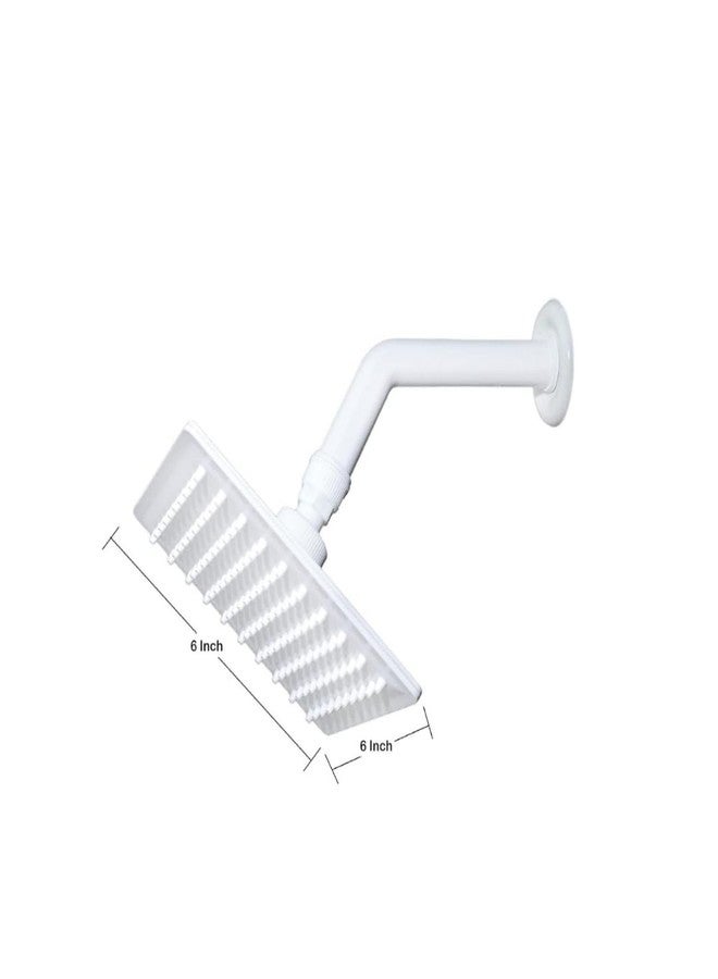 BATHONIX دش باثونيكس أبيض من مادة PVC مقاس 6x6 بوصة مع ذراع دش من مادة PVC مقاس 9 بوصات (مجموعة من قطعة واحدة) - Image 2