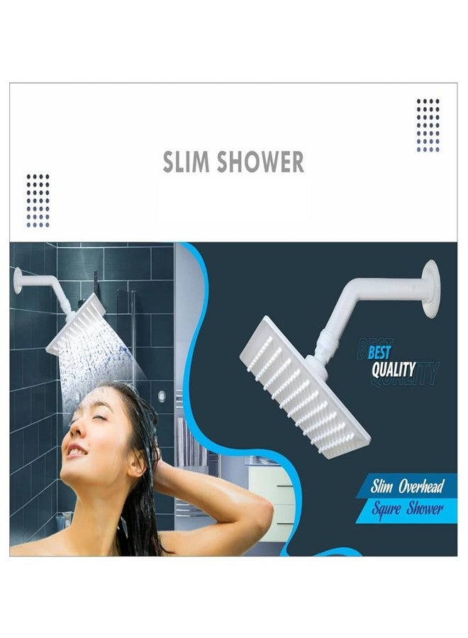 BATHONIX دش باثونيكس أبيض من مادة PVC مقاس 6x6 بوصة مع ذراع دش من مادة PVC مقاس 9 بوصات (مجموعة من قطعة واحدة) - Image 3