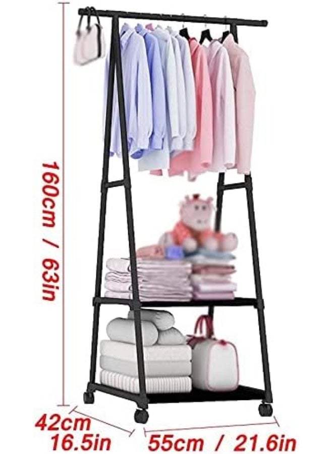 hanger clothes drying rack standing corner wooden coat rack - Image 3