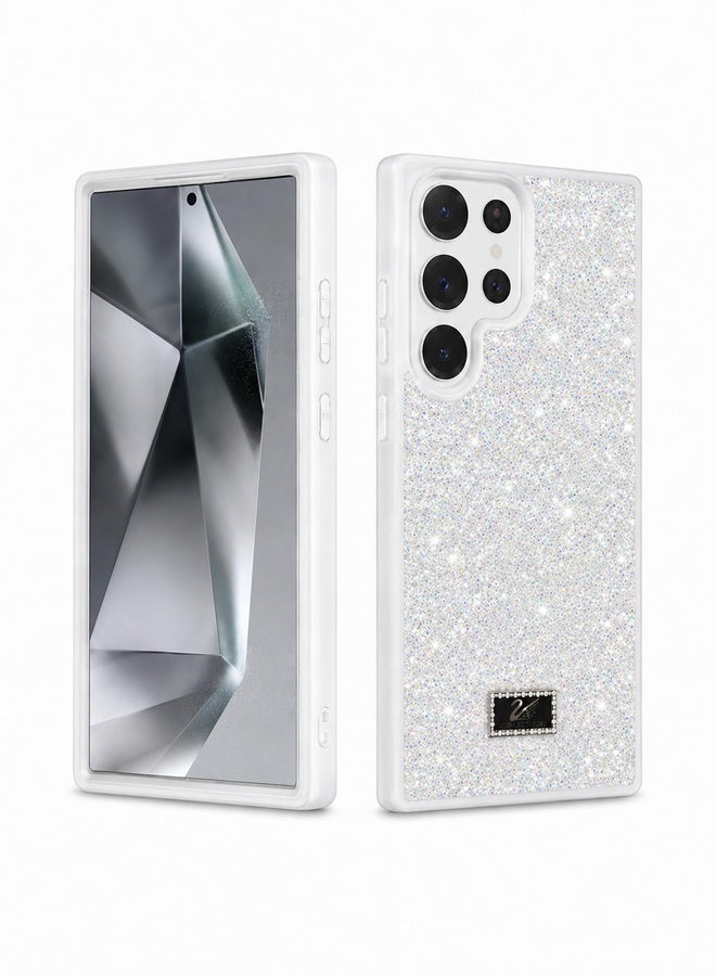 VR CREATIVE Luxury Sparkling Crystal Rhinestone Protective Phone Case Cover for Samsung Galaxy S23 Ultra – White - Image 2