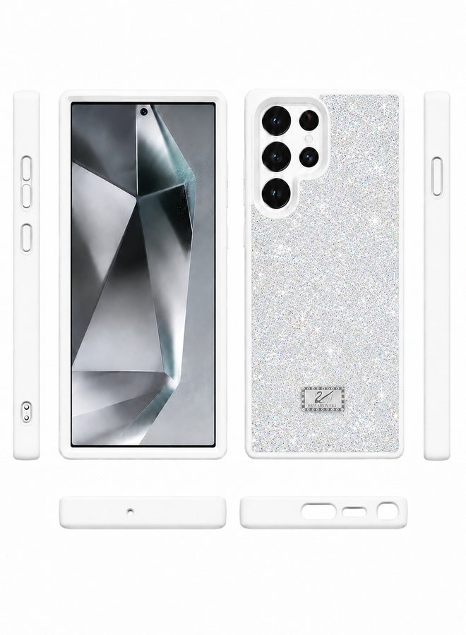VR CREATIVE Luxury Sparkling Crystal Rhinestone Protective Phone Case Cover for Samsung Galaxy S23 Ultra – White - Image 3