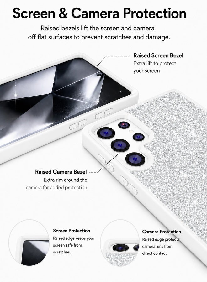 VR CREATIVE Luxury Sparkling Crystal Rhinestone Protective Phone Case Cover for Samsung Galaxy S23 Ultra – White - Image 5