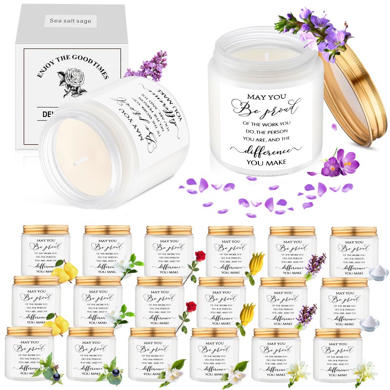 MTLEE 20 Pcs Thank You Gifts Candles 35 oz Employee Appreciation Inspirational Scented Soy Wax Candle Thank You Gift Christmas Gifts for Coworker Women Volunteer TeacherClassicWhite
