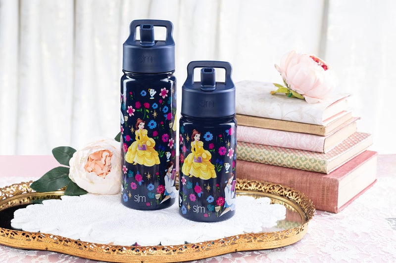 Simple Modern Kids Summit Water Bottle with Straw Lid | Disney Princess Belle 14oz Stainless Steel Cup Insulated Tumbler for Girls, School | Belle's Garden - Image 5