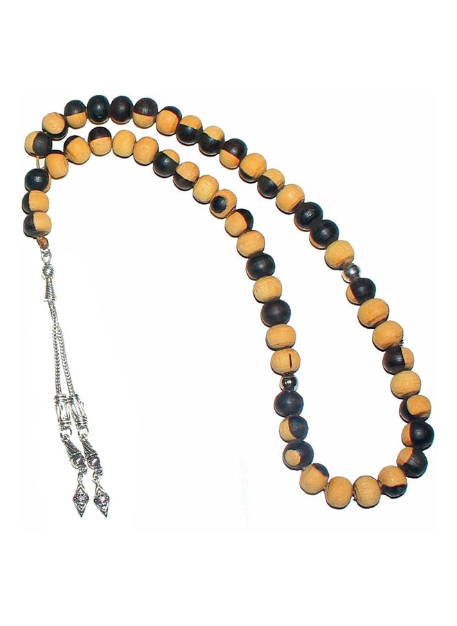 Generic Natural ebony wood and pure silver Rosary, 47 beads  - Image 1