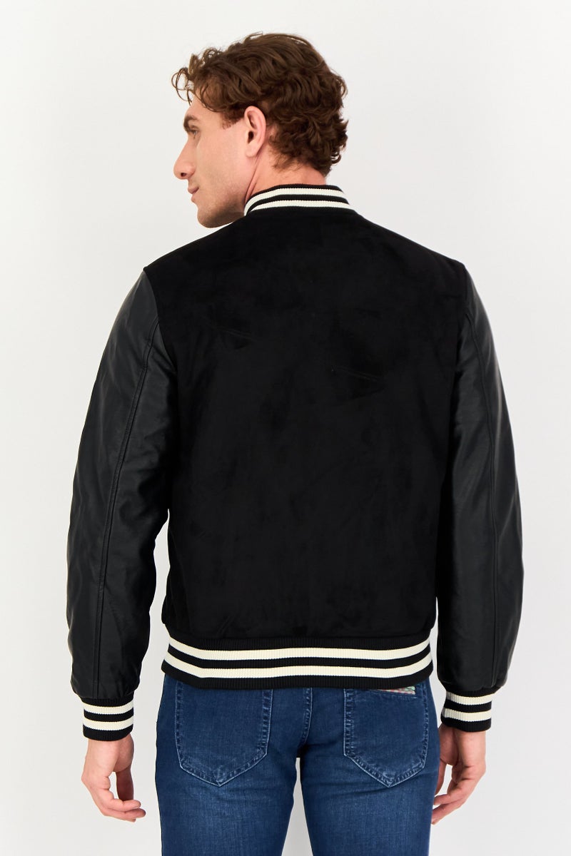 Celio Men Plain Bomber Jacket, Black - Image 3