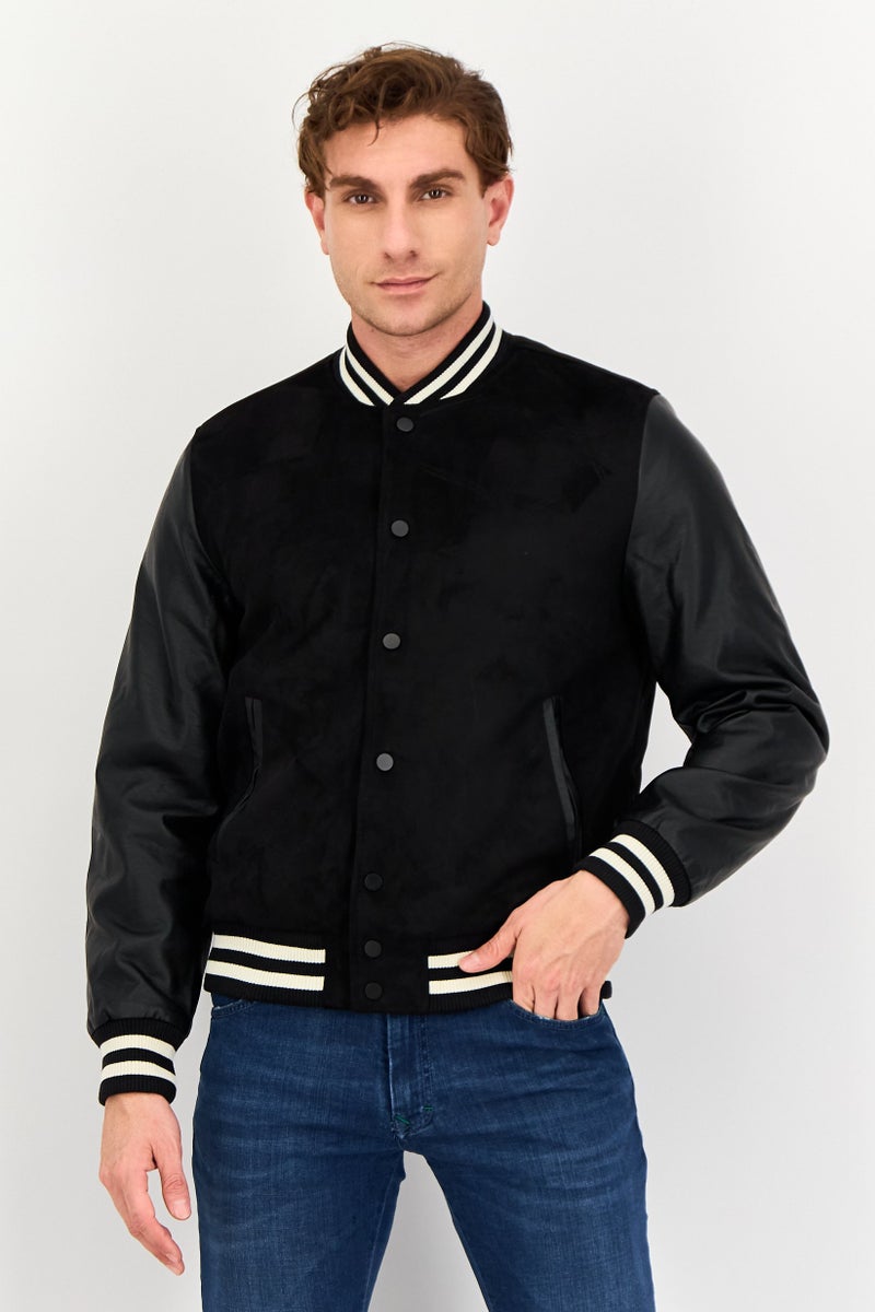 Celio Men Plain Bomber Jacket, Black - Image 1