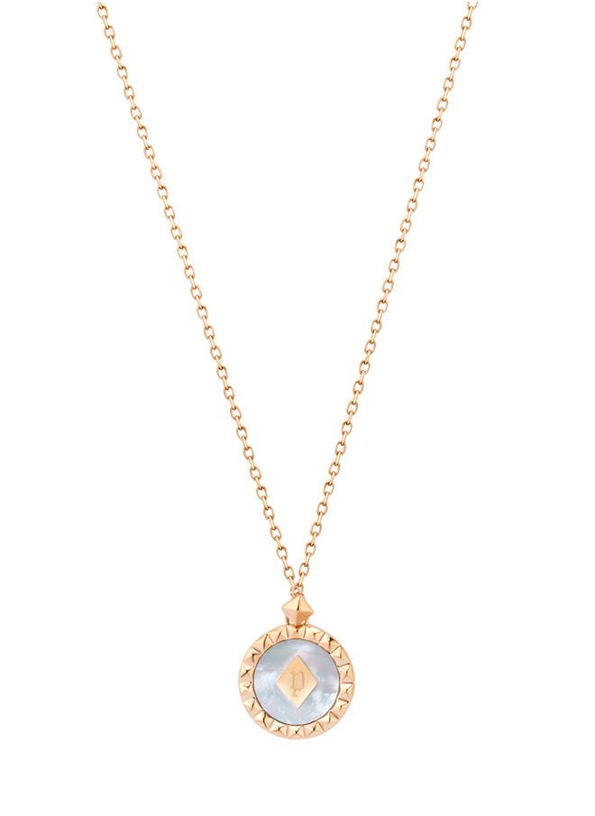 POLICE Medallion Shiny Rosegold and Mother of pearl Necklace For Women - Image 1