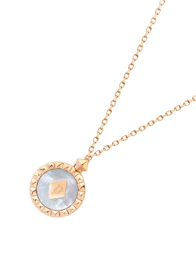 POLICE Medallion Shiny Rosegold and Mother of pearl Necklace For Women - Image 3