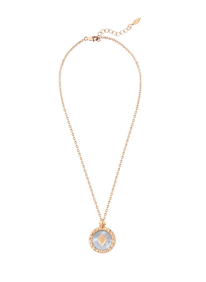 POLICE Medallion Shiny Rosegold and Mother of pearl Necklace For Women - Image 2