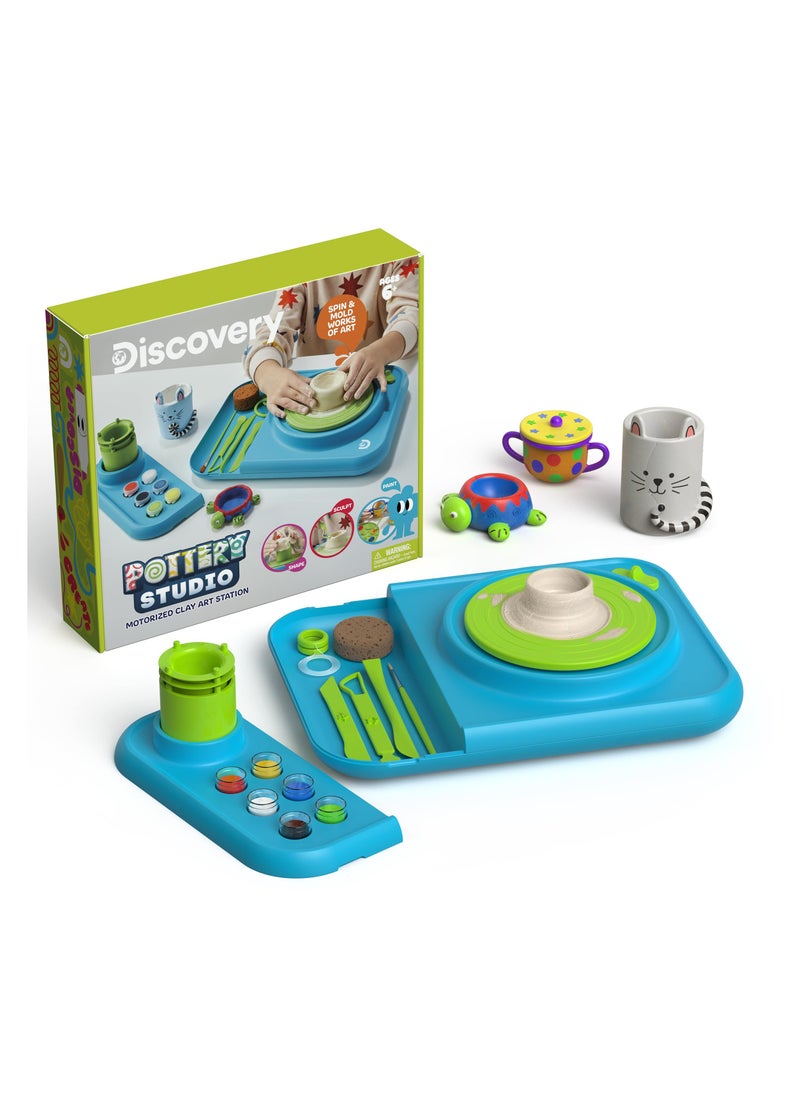 Discovery Discovery Kids Spin and Mold Pottery Studio STEM Toy Motorized Clay Art Station, Shape Sculpt Paint  - Image 1