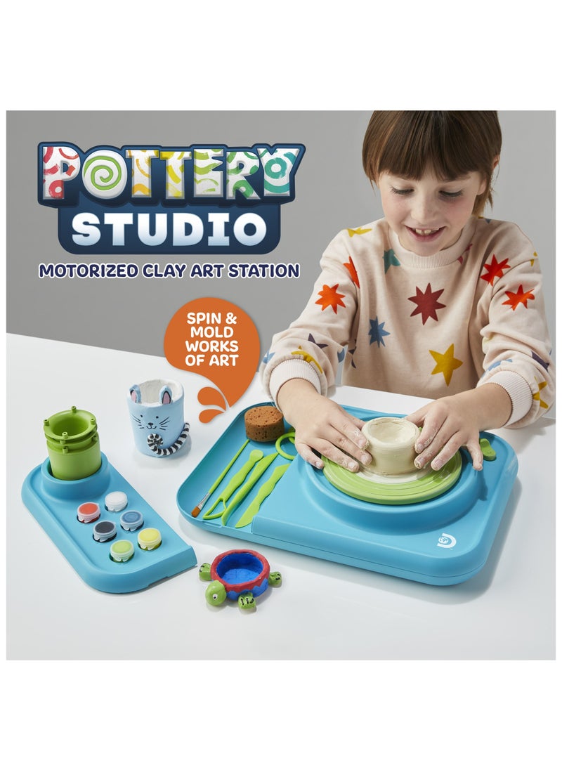 Discovery Discovery Kids Spin and Mold Pottery Studio STEM Toy Motorized Clay Art Station, Shape Sculpt Paint  - Image 2