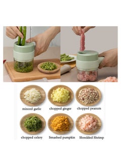 ELTRAZONE 4 in 1 Handheld Electric Vegetable Cutter Set, Mini Hand-held Wireless Electric Garlic Mud Masher Chopper, Mixer Auxiliary Food Slicer Dicer for Garlic Pepper Chili Onion  - Image 4