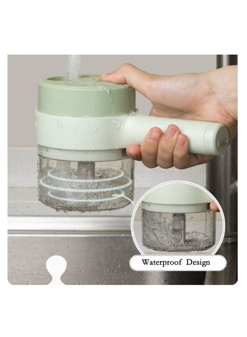 ELTRAZONE 4 in 1 Handheld Electric Vegetable Cutter Set, Mini Hand-held Wireless Electric Garlic Mud Masher Chopper, Mixer Auxiliary Food Slicer Dicer for Garlic Pepper Chili Onion - Image 5