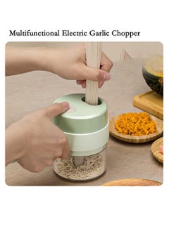 ELTRAZONE 4 in 1 Handheld Electric Vegetable Cutter Set, Mini Hand-held Wireless Electric Garlic Mud Masher Chopper, Mixer Auxiliary Food Slicer Dicer for Garlic Pepper Chili Onion  - Image 3