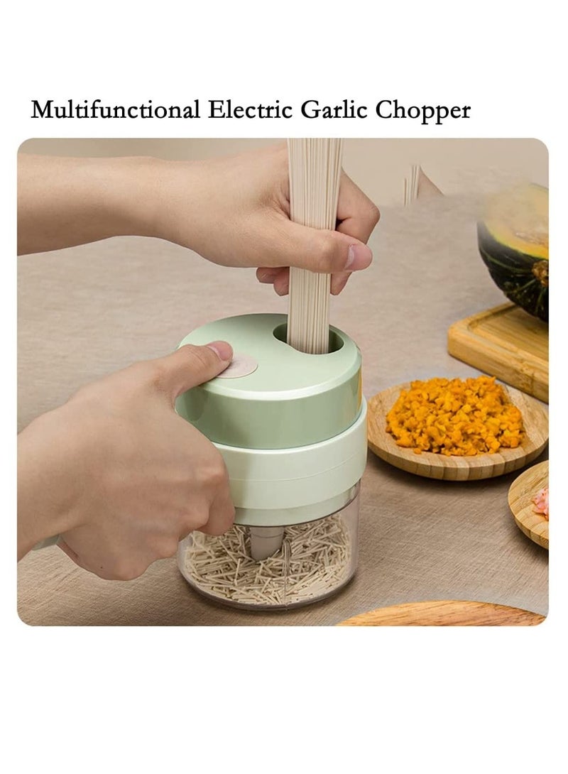 ELTRAZONE 4 in 1 Handheld Electric Vegetable Cutter Set, Mini Hand-held Wireless Electric Garlic Mud Masher Chopper, Mixer Auxiliary Food Slicer Dicer for Garlic Pepper Chili Onion - Image 3