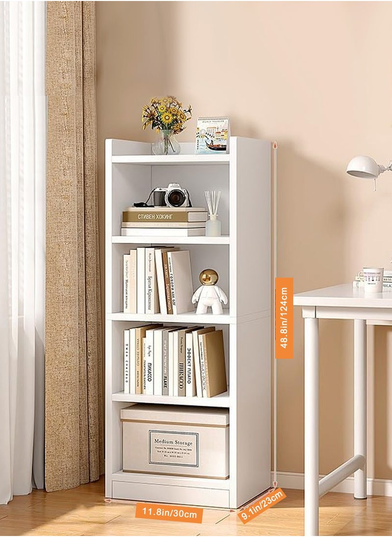 HomarKet 4 Tier Cube Bookcase, White Wooden Shelving Display Storage Unit Office Living Room Furniture  - Image 2