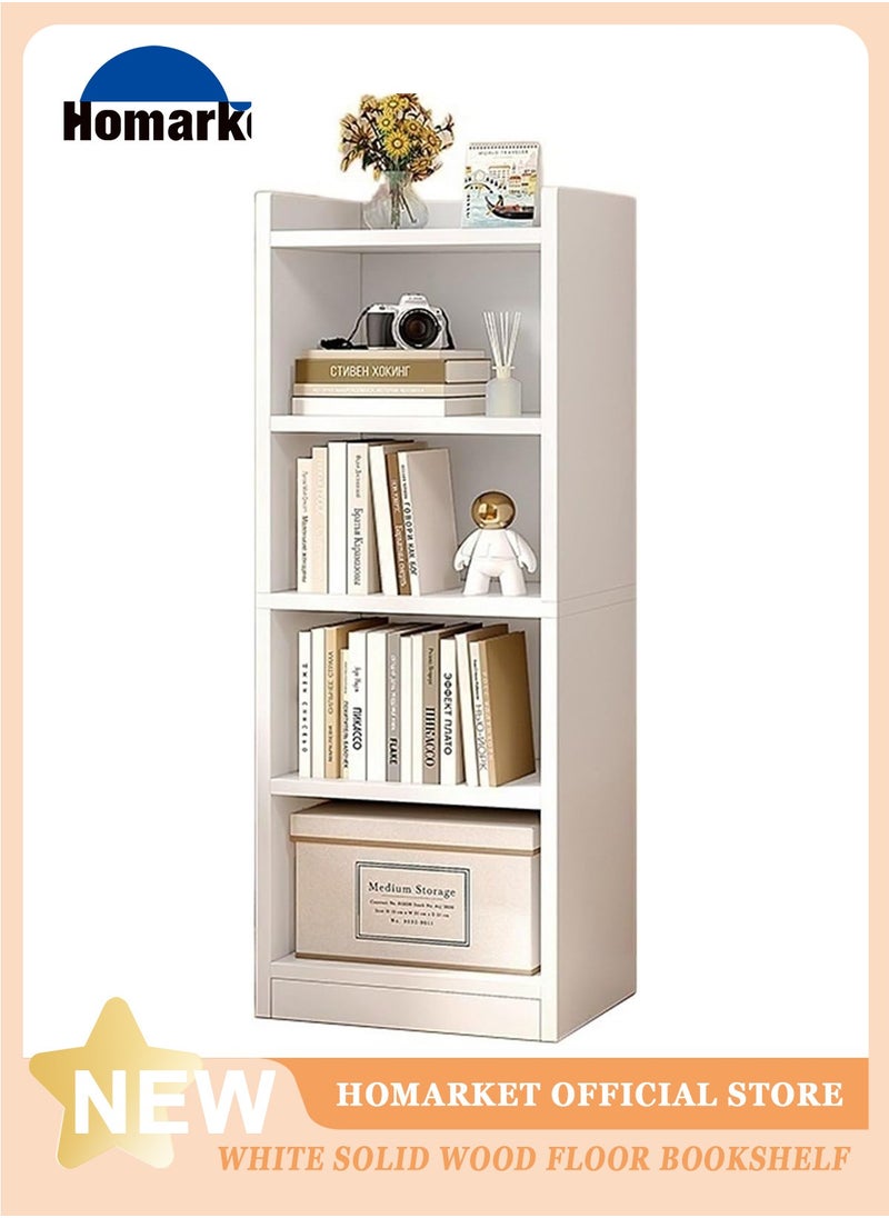 HomarKet 4 Tier Cube Bookcase, White Wooden Shelving Display Storage Unit Office Living Room Furniture  - Image 5
